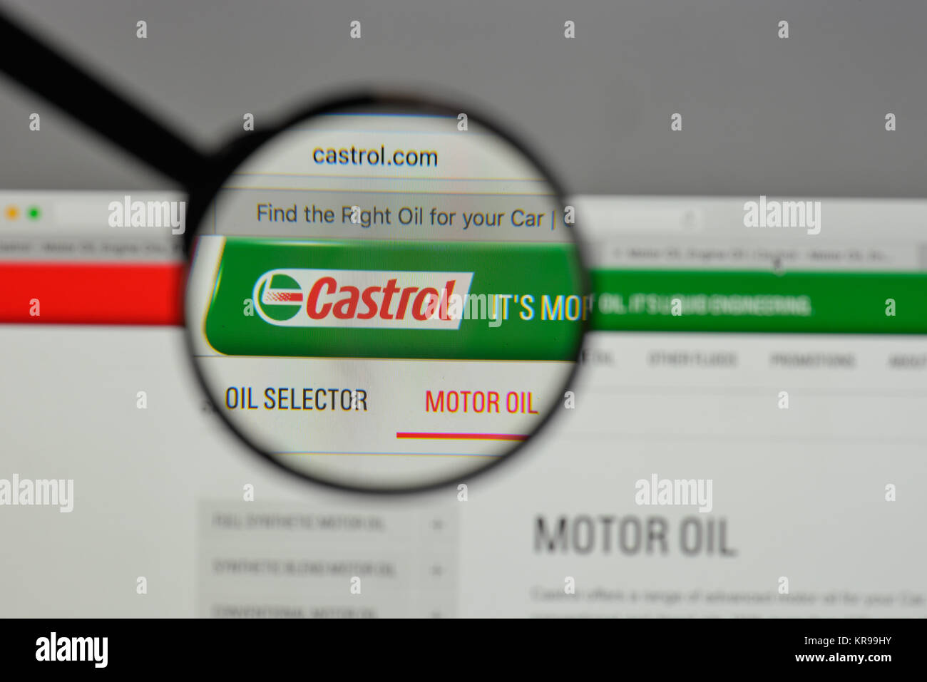 Mailand, Italien - 10 August 2017: Castrol Logo auf der Homepage. Stockfoto