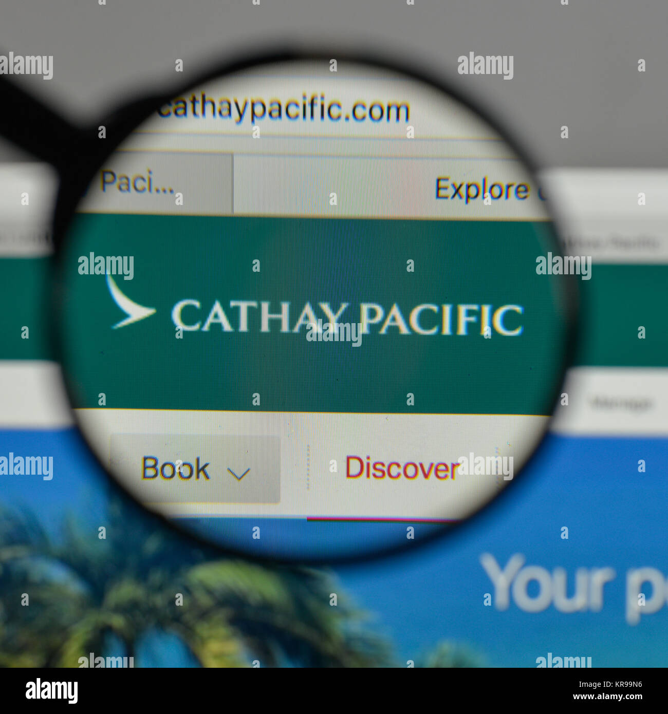 Mailand, Italien - 10 August 2017: Cathay Pacific Airways Logo auf der Homepage. Stockfoto