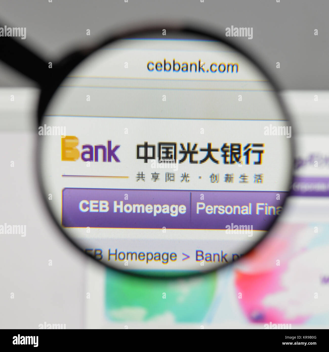 Mailand, Italien - 10 August 2017: China Everbright Bank Logo auf der Homepage. Stockfoto