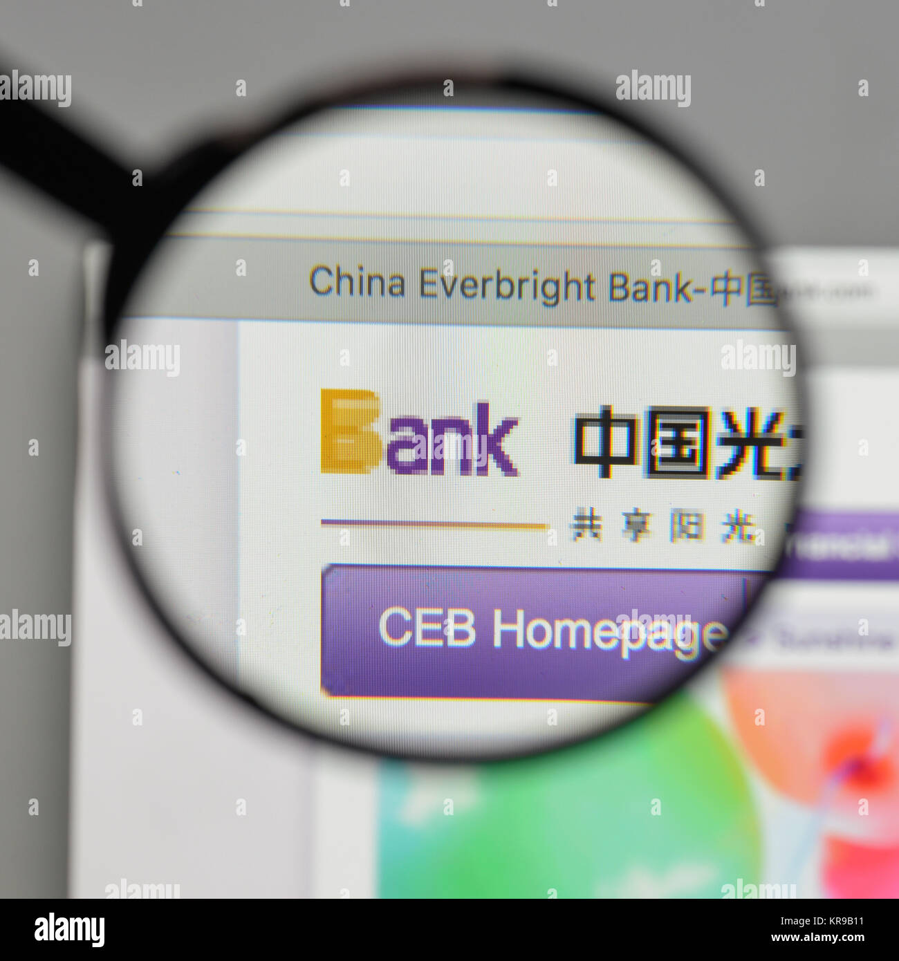 Mailand, Italien - 10 August 2017: China Everbright Bank Logo auf der Homepage. Stockfoto