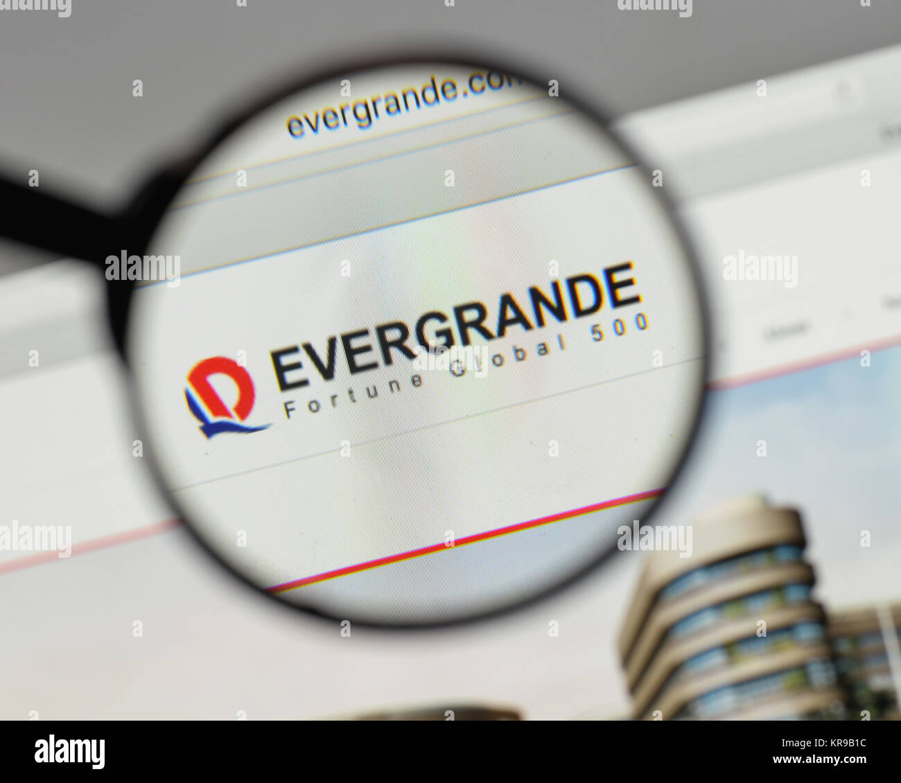 Mailand, Italien - 10 August 2017: China Evergrande Gruppe Logo auf der Homepage. Stockfoto