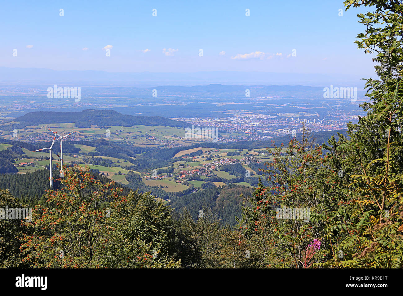 Blick vom Schauinsland bei Freiburg im Breisgau. Stockfoto