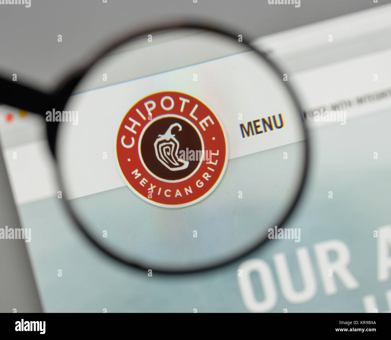 Mailand, Italien - 10 August 2017: Chipotle Mexican Grill Logo auf der Homepage. Stockfoto