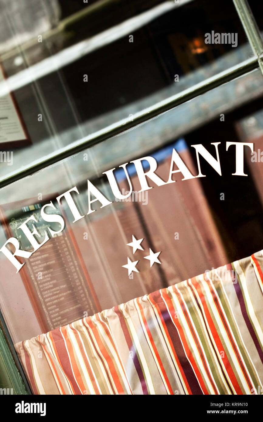 Fenster eines klassischen Restaurant Stockfoto