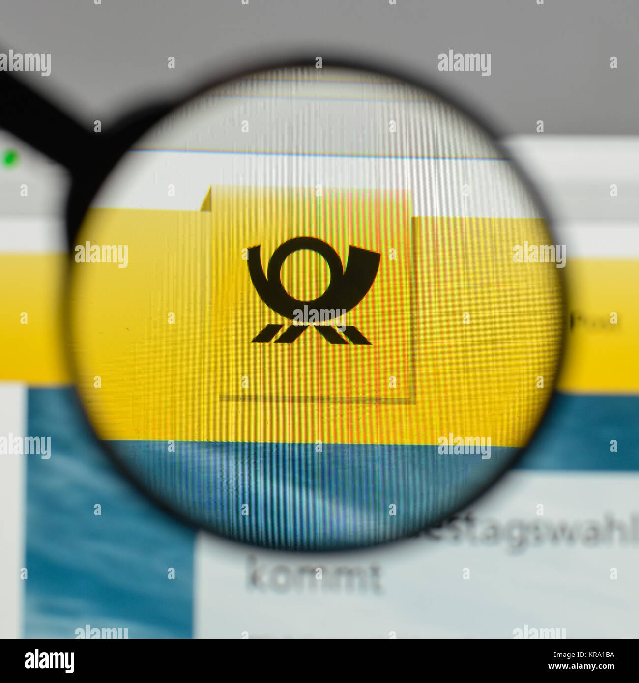 Mailand, Italien - 10 August, 2017: Die Deutsche Post DHL Logo auf der Homepage. Stockfoto