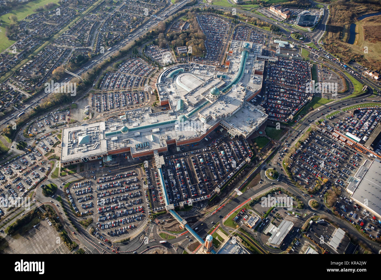 Eine Luftaufnahme des Trafford Centre, und aus der Stadt shopping Center in Manchester Stockfoto