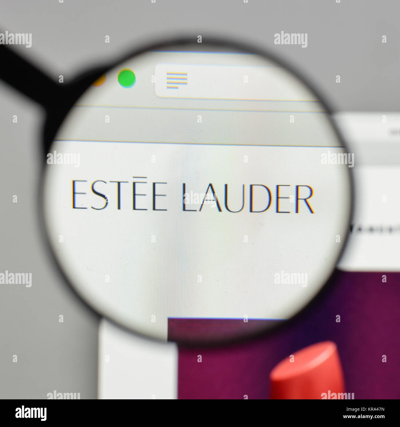 Mailand, Italien - 10 August 2017: Estee Lauder Logo auf der Homepage. Stockfoto