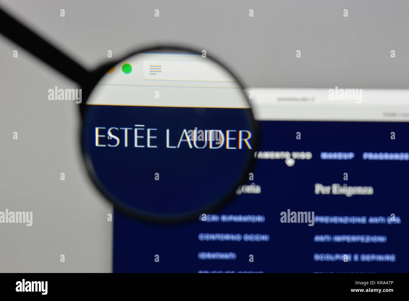 Mailand, Italien - 10 August 2017: Estee Lauder Logo auf der Homepage. Stockfoto