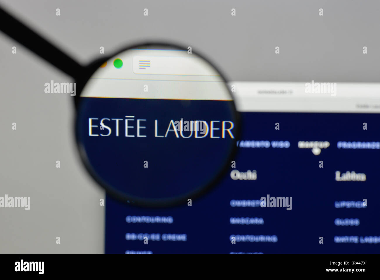 Mailand, Italien - 10 August 2017: Estee Lauder Logo auf der Homepage. Stockfoto