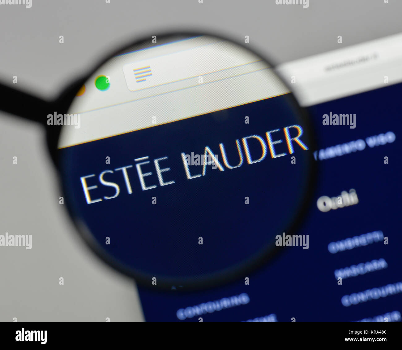 Mailand, Italien - 10 August 2017: Estee Lauder Logo auf der Homepage. Stockfoto