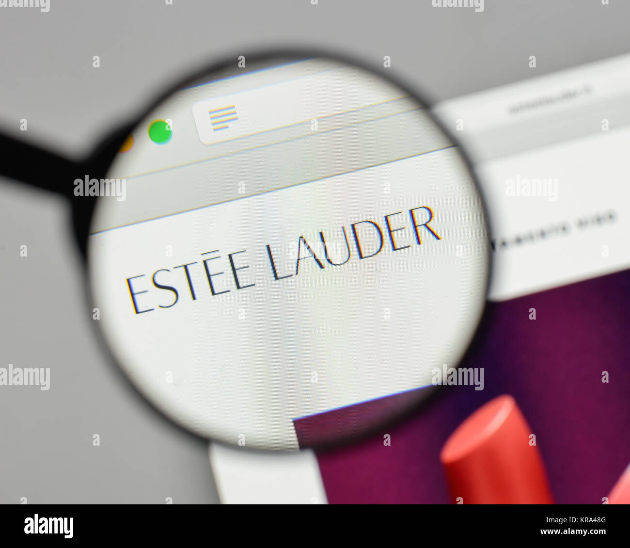 Mailand, Italien - 10 August 2017: Estee Lauder Logo auf der Homepage. Stockfoto