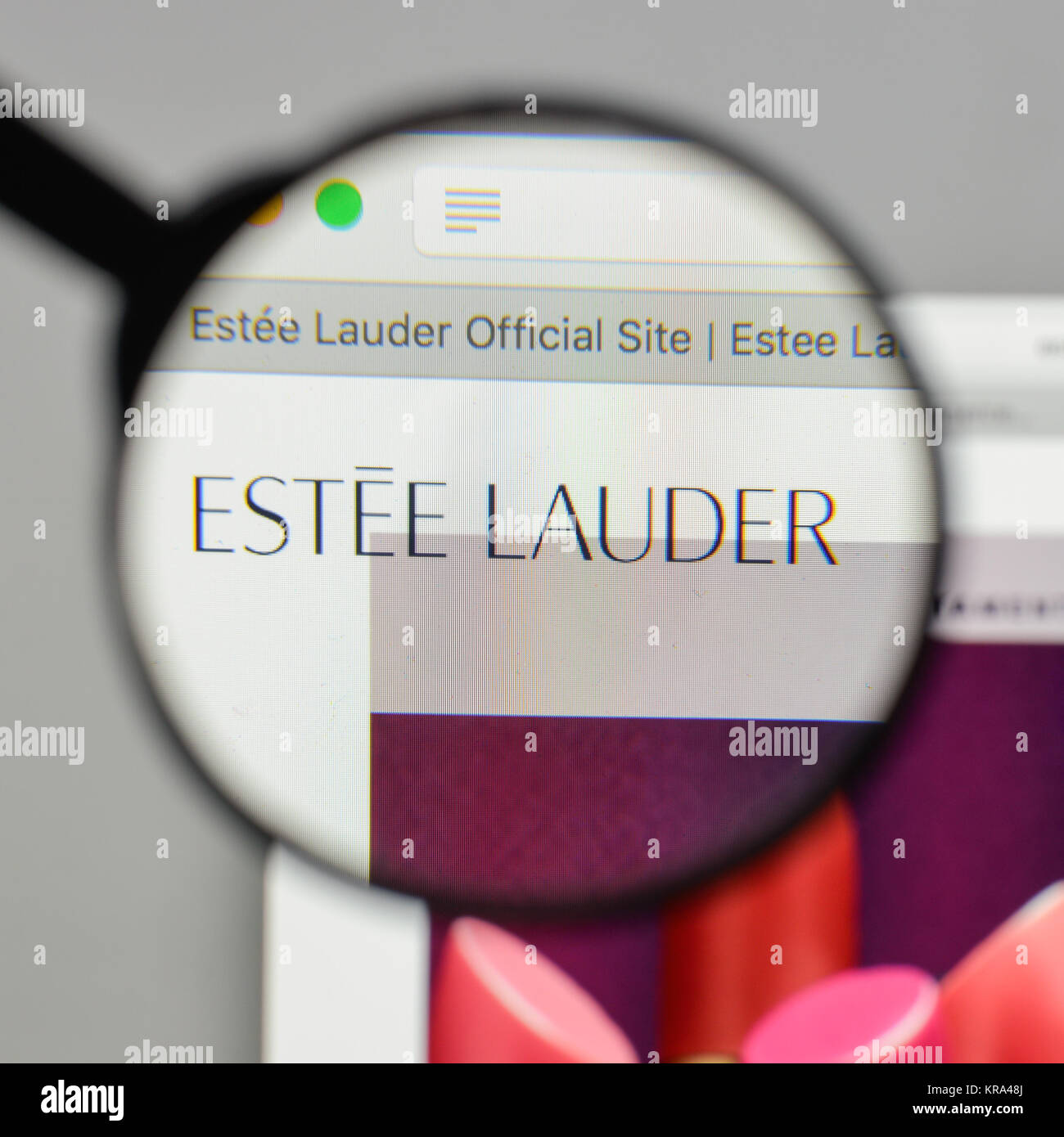 Mailand, Italien - 10 August 2017: Estee Lauder Logo auf der Homepage. Stockfoto
