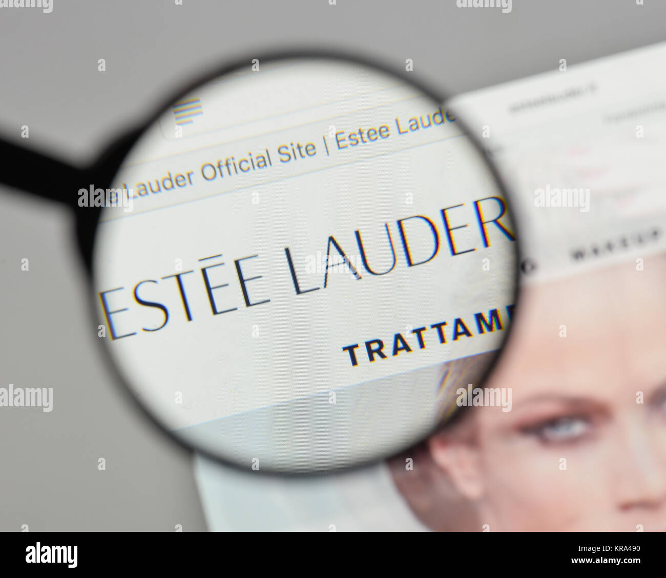 Mailand, Italien - 10 August 2017: Estee Lauder Logo auf der Homepage. Stockfoto