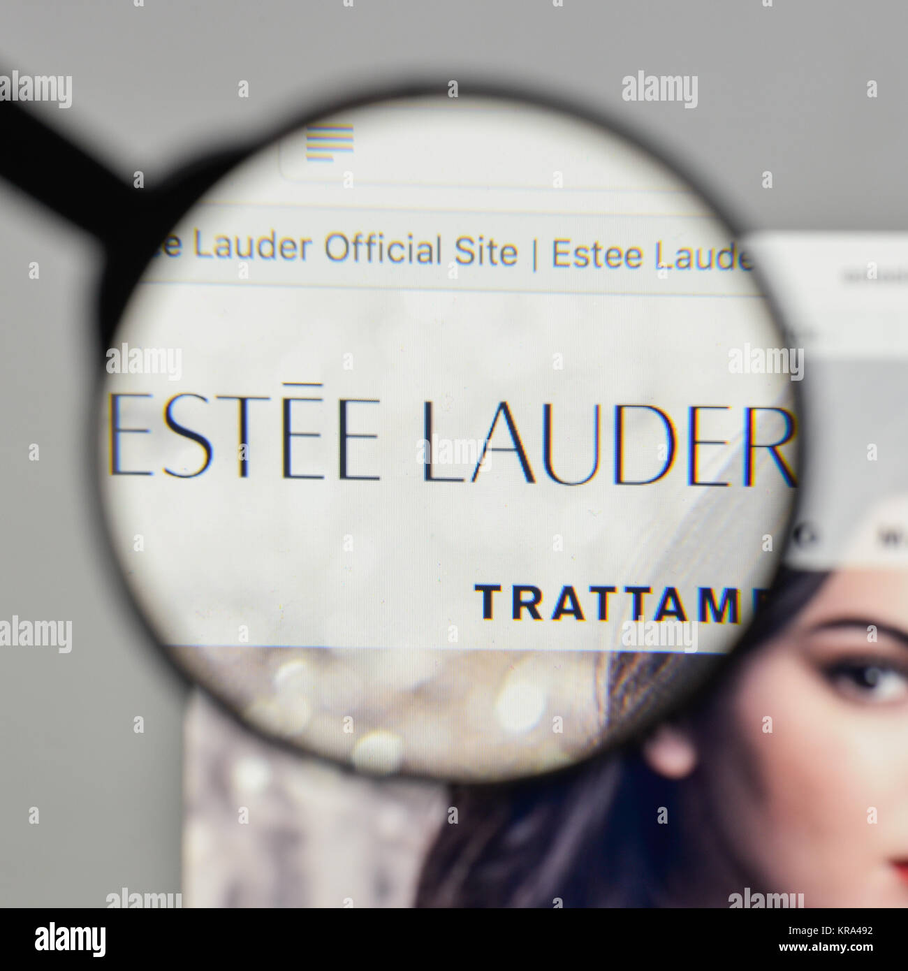 Mailand, Italien - 10 August 2017: Estee Lauder Logo auf der Homepage. Stockfoto