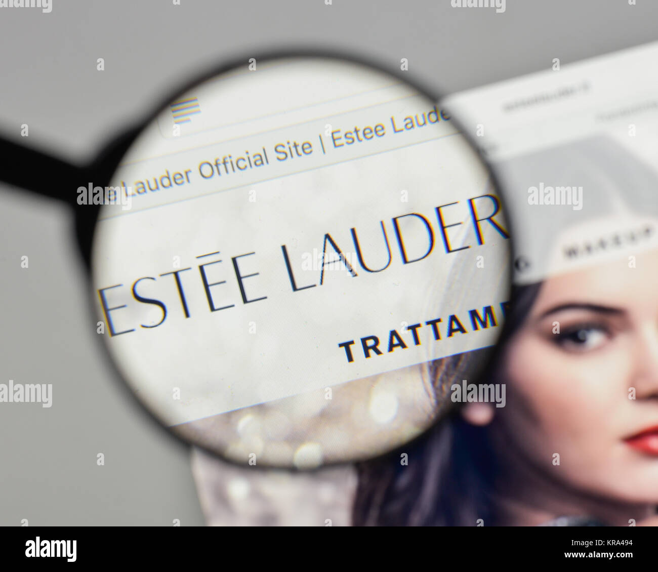 Mailand, Italien - 10 August 2017: Estee Lauder Logo auf der Homepage. Stockfoto