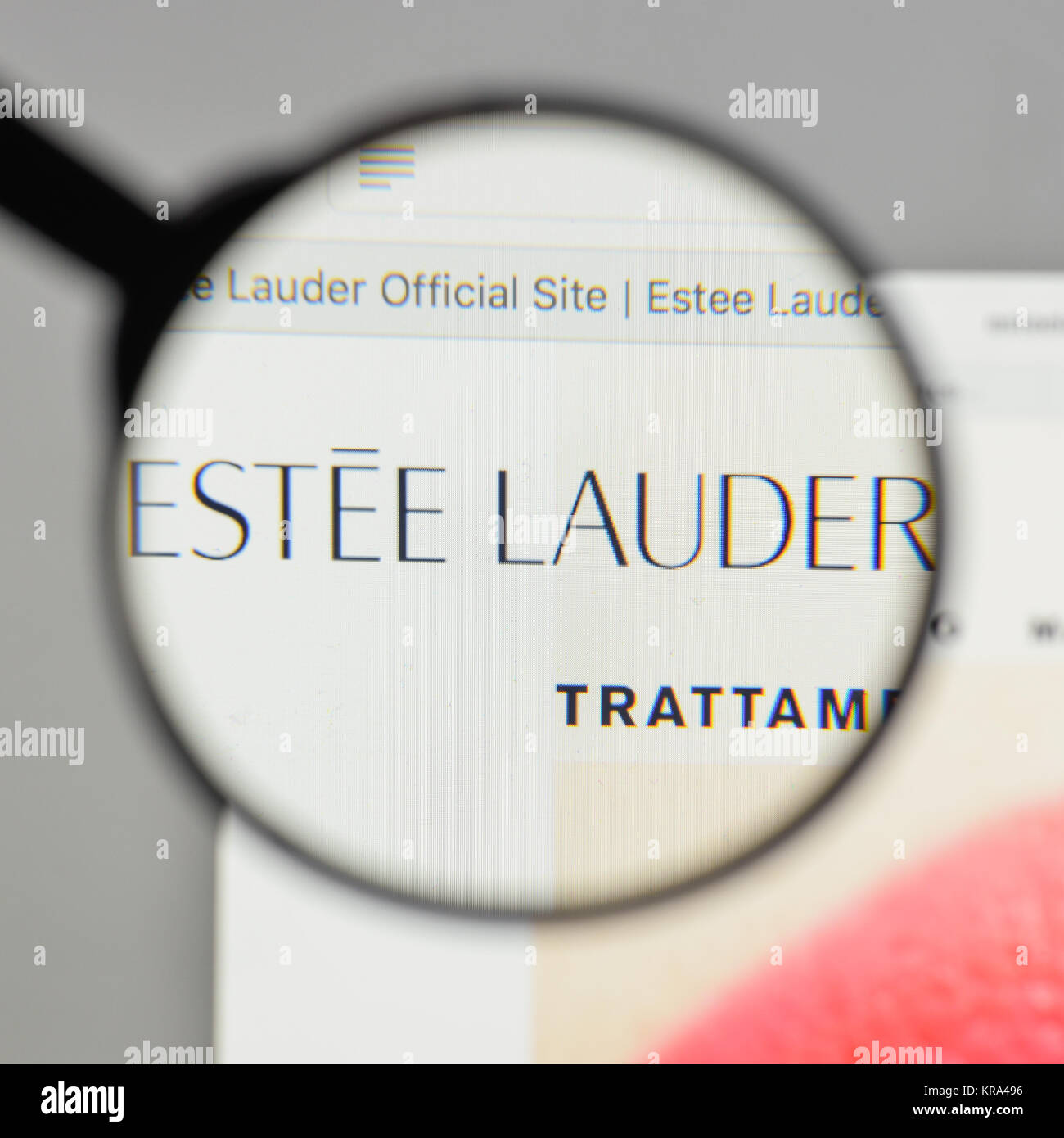 Mailand, Italien - 10 August 2017: Estee Lauder Logo auf der Homepage. Stockfoto