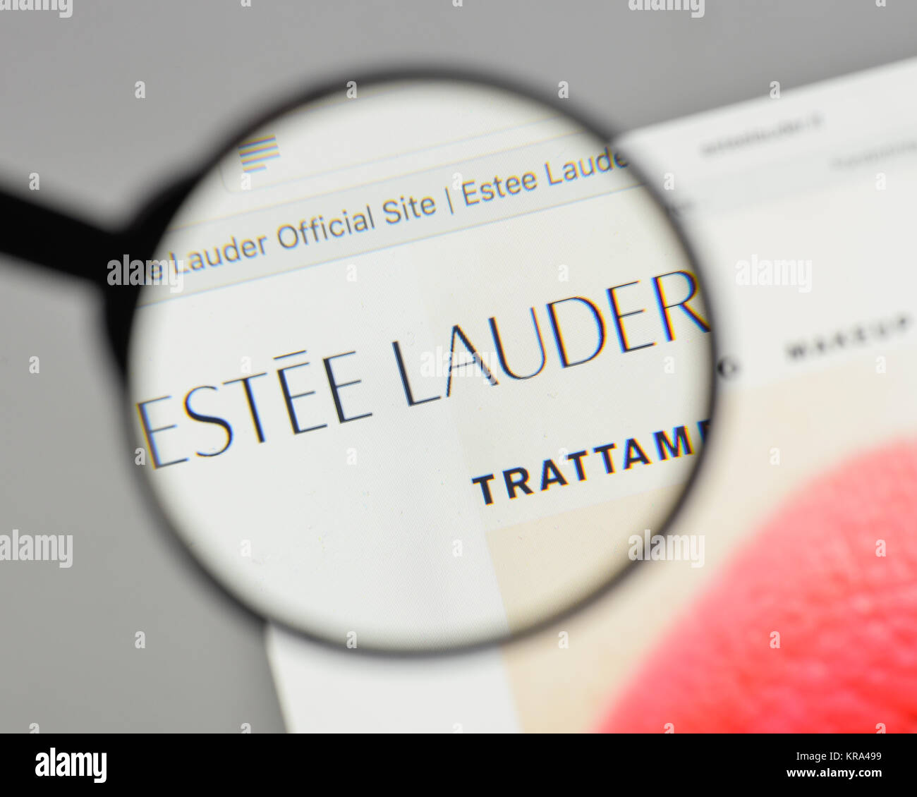 Mailand, Italien - 10 August 2017: Estee Lauder Logo auf der Homepage. Stockfoto