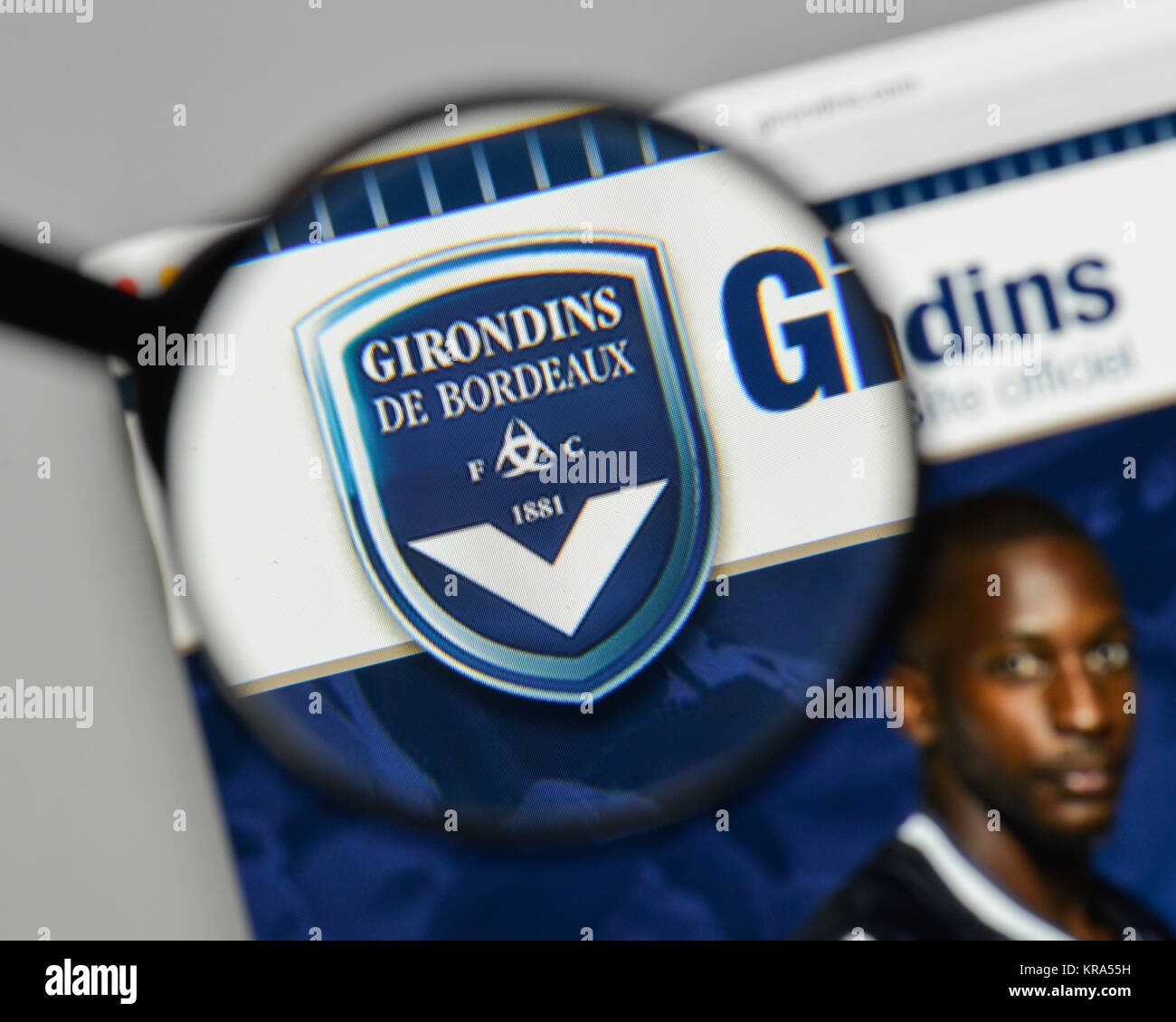 Mailand, Italien - 10 August 2017: FC Girondins Bordeaux Logo auf der Homepage. Stockfoto