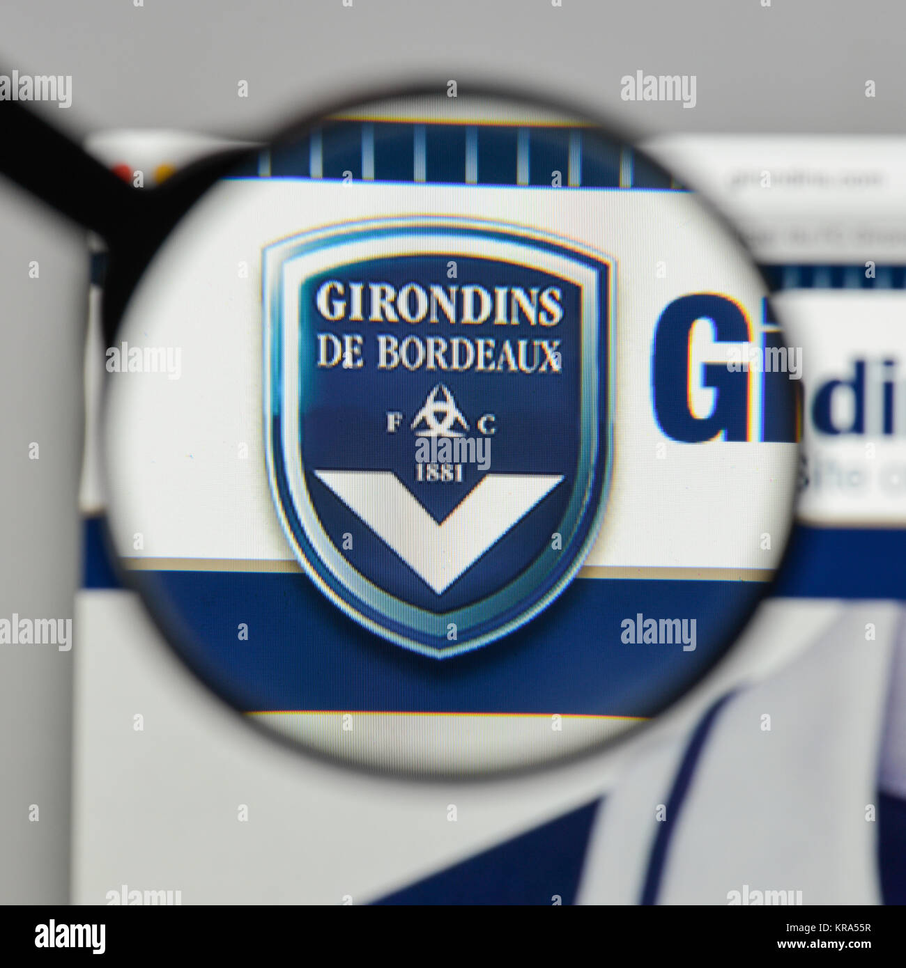 Mailand, Italien - 10 August 2017: FC Girondins Bordeaux Logo auf der Homepage. Stockfoto