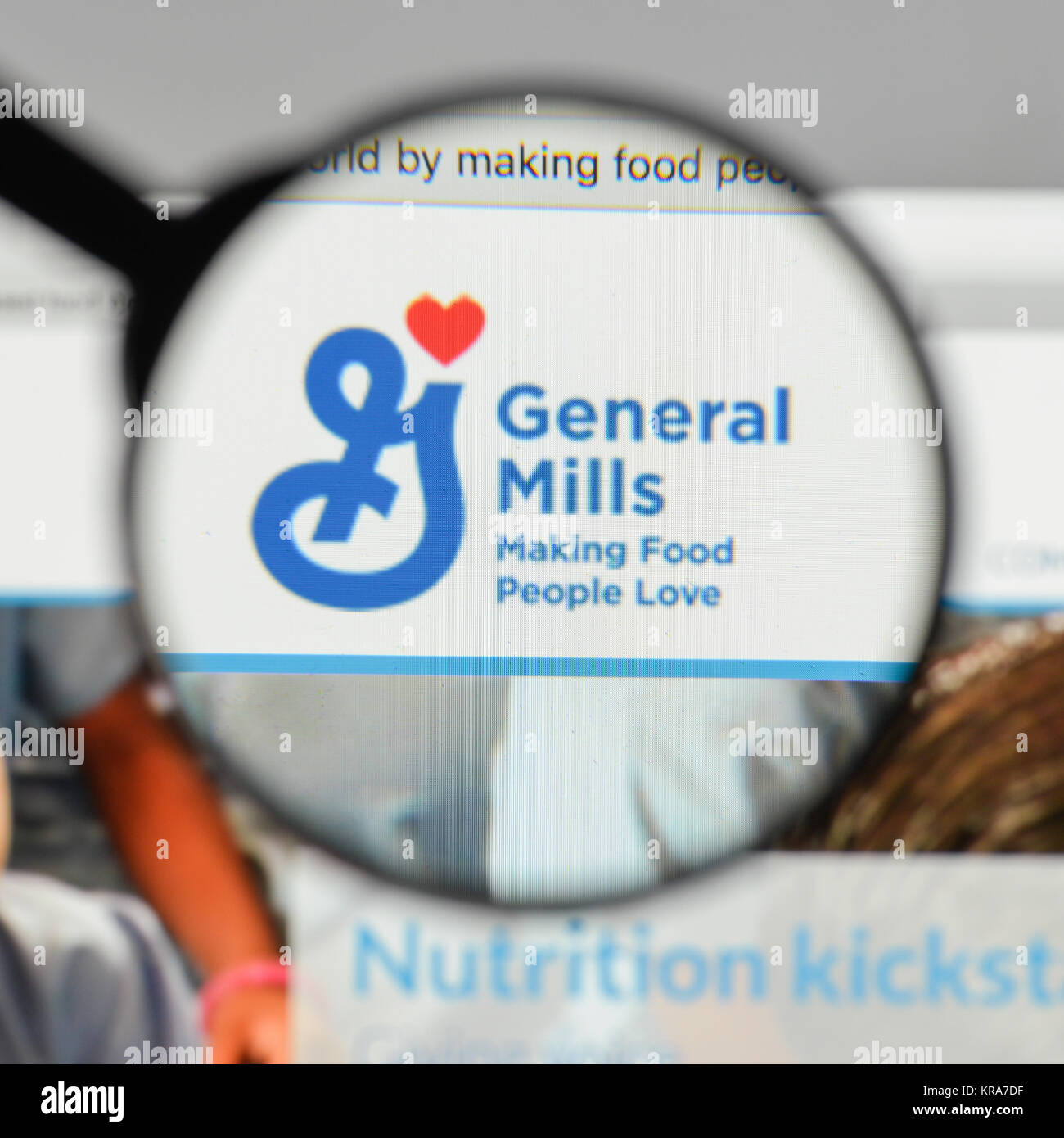 Mailand, Italien - 10 August 2017: General Mills Logo auf der Homepage. Stockfoto