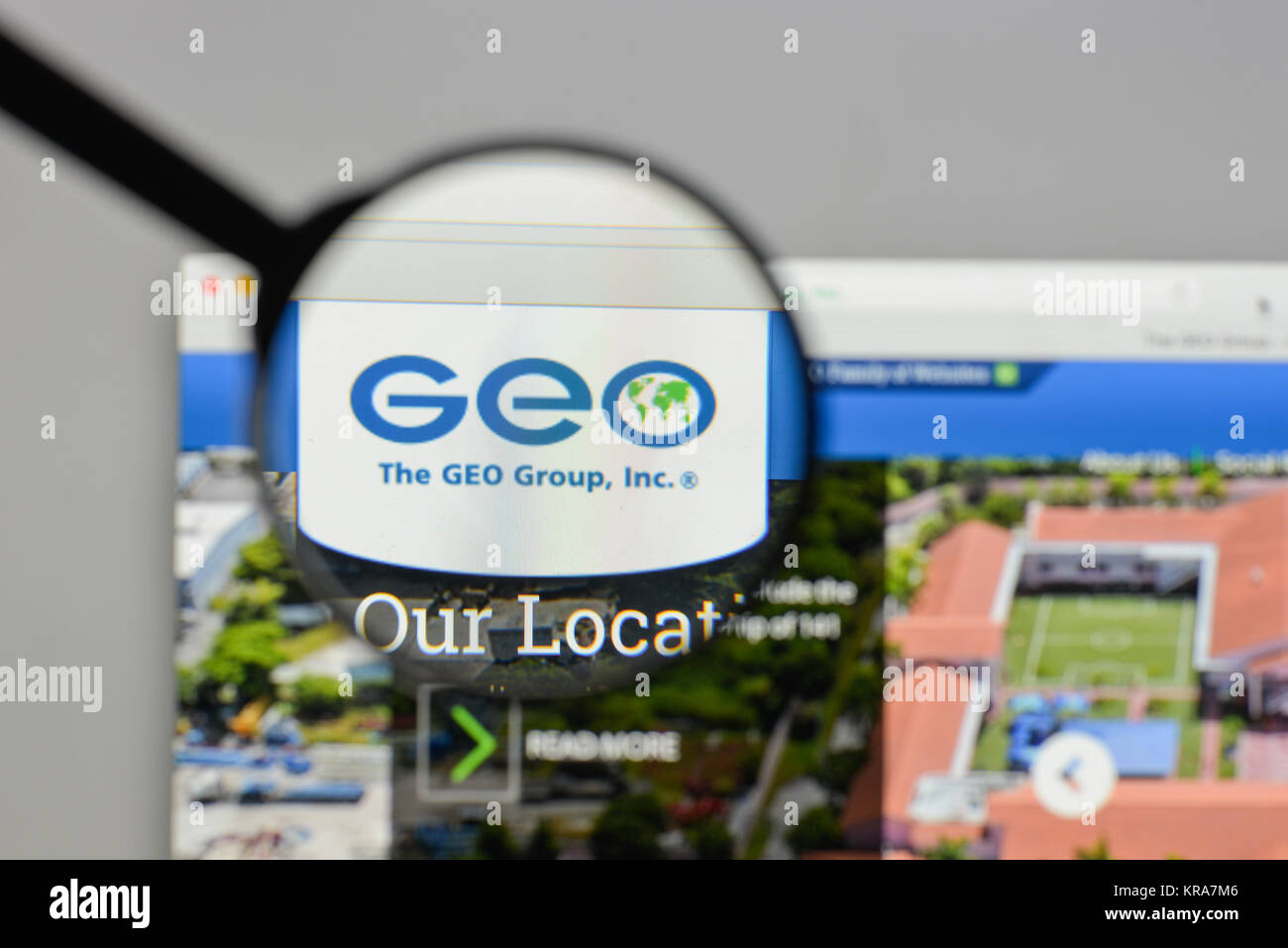 Mailand, Italien - 10 August 2017: GEO Gruppe Logo auf der Homepage. Stockfoto