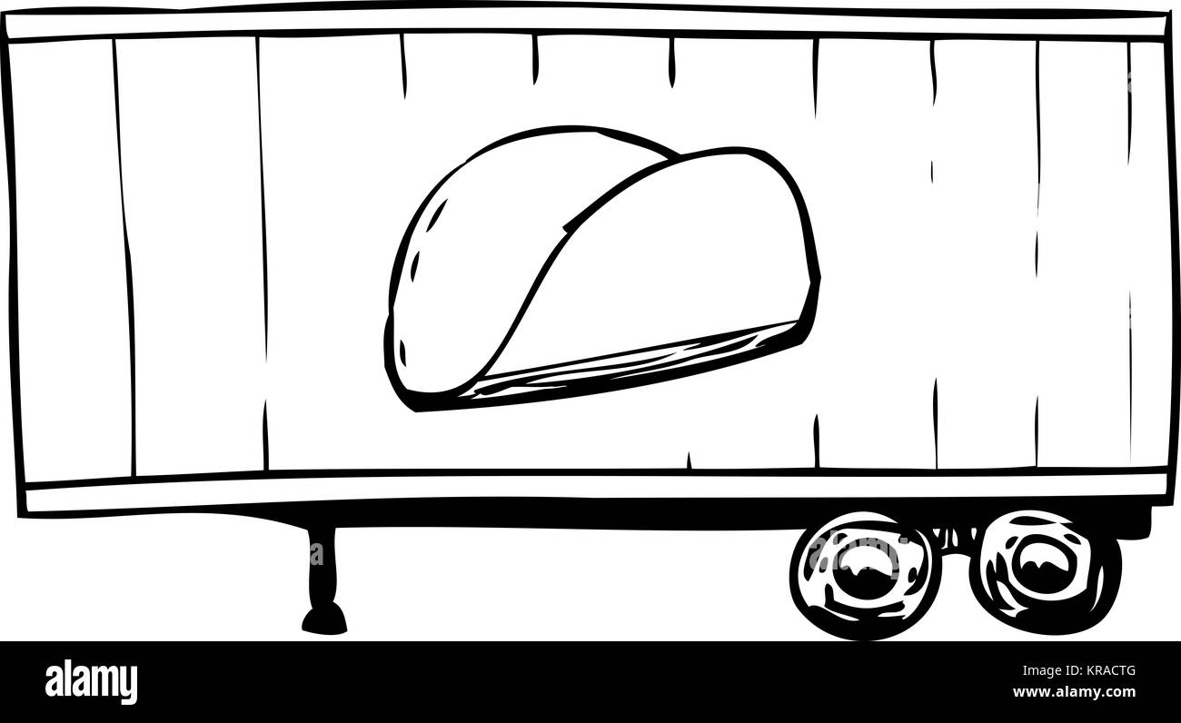 Umriß LKW-Anhänger mit Taco Symbol Stockfoto