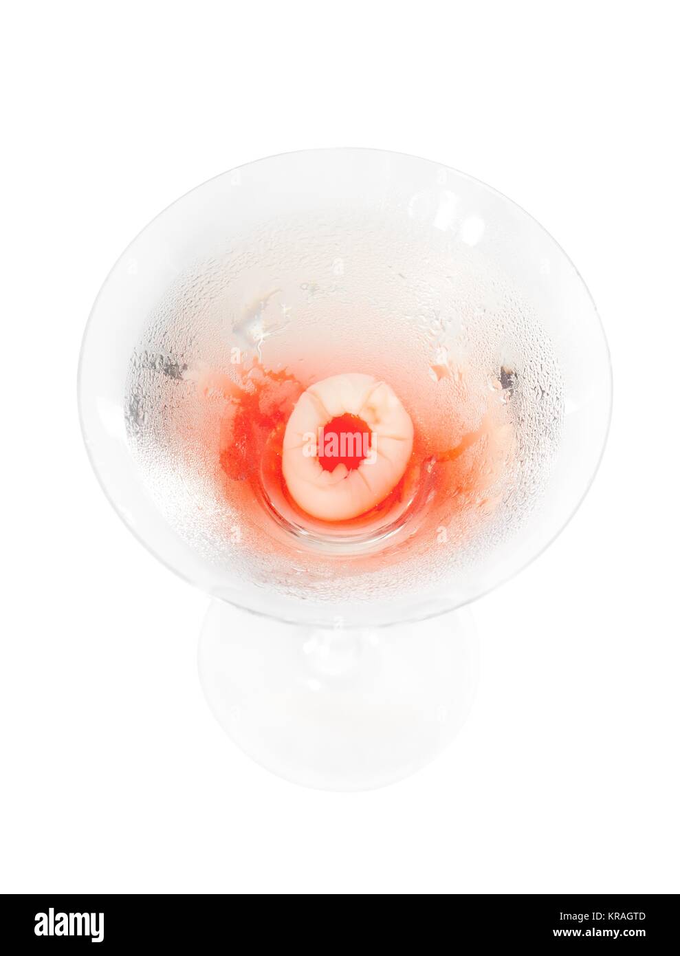 Lychee Martini Cocktail auf weißem Hintergrund Stockfoto