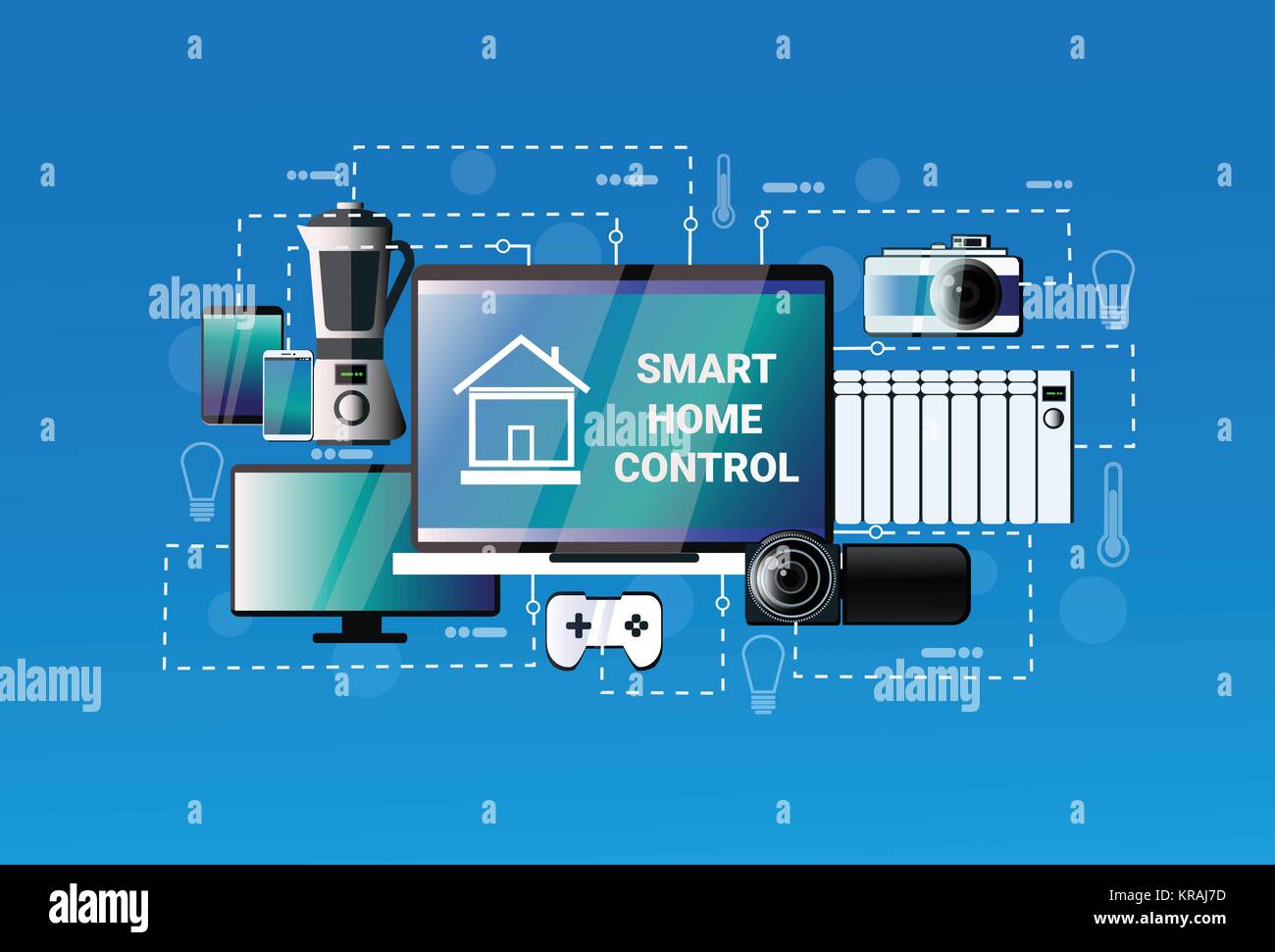 Smart Home Control System Geräte Automatisierungskonzept modernes Haus Technologie Stock Vektor