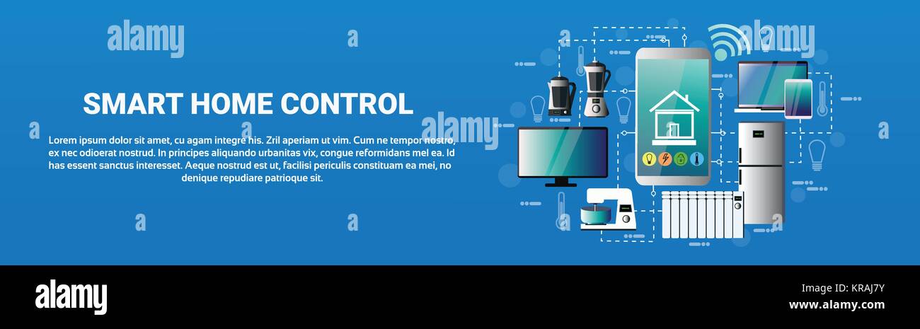 Smart Home Control System Smartphone Anwendungssymbole von Geräten Automatisierungskonzept modernes Haus Technologie Stock Vektor