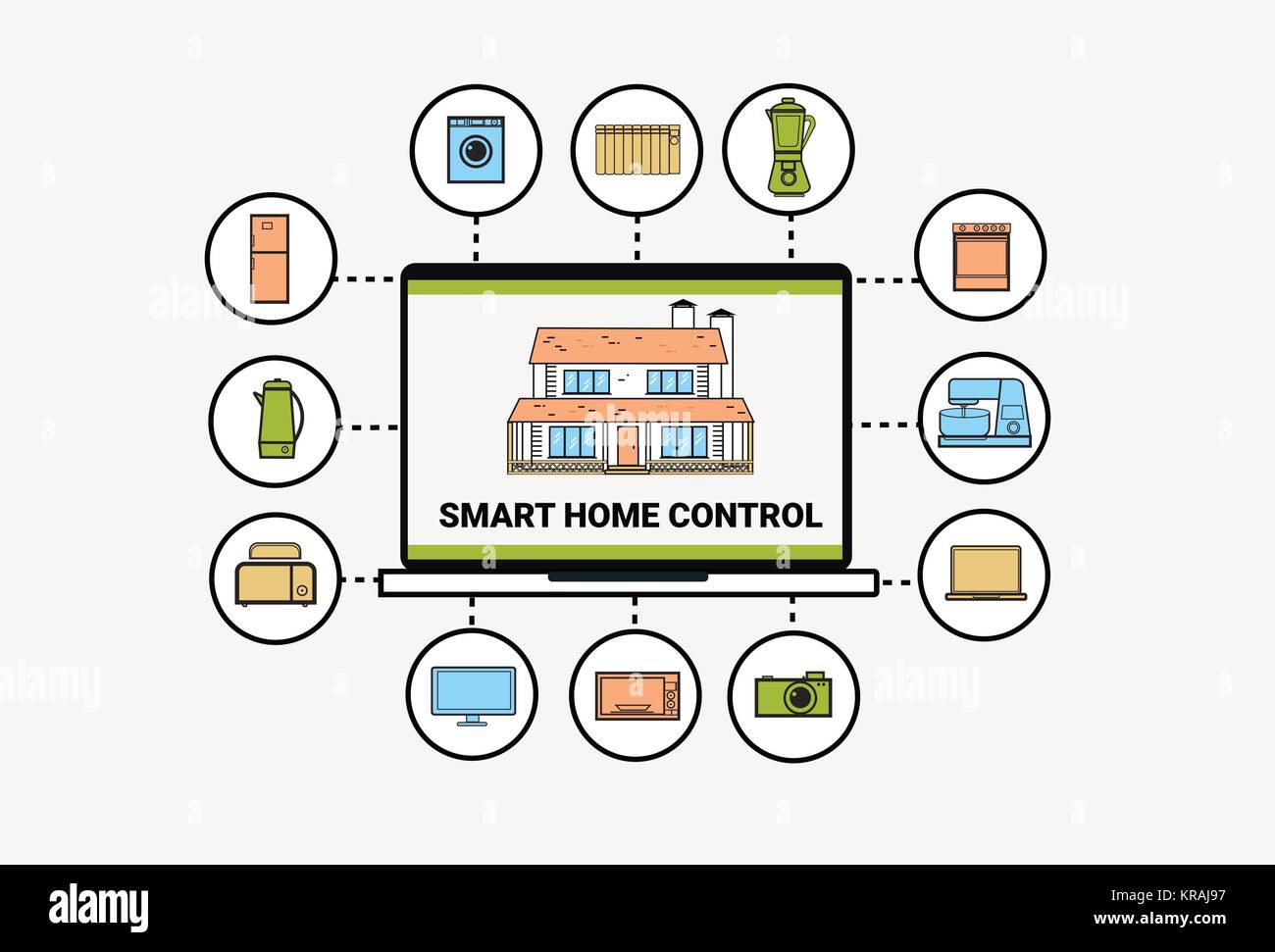Smart Home Control System Geräte Automatisierungskonzept modernes Haus Technologie Stock Vektor