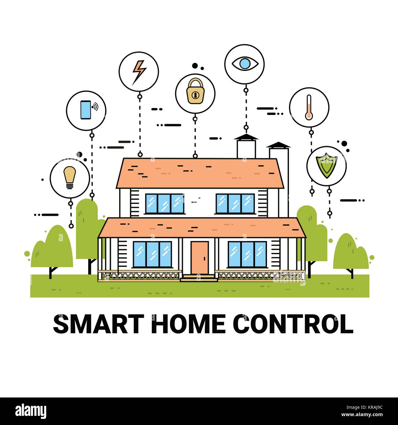 Smart Home Control Infografik modernes Haus Technologie System Stock Vektor