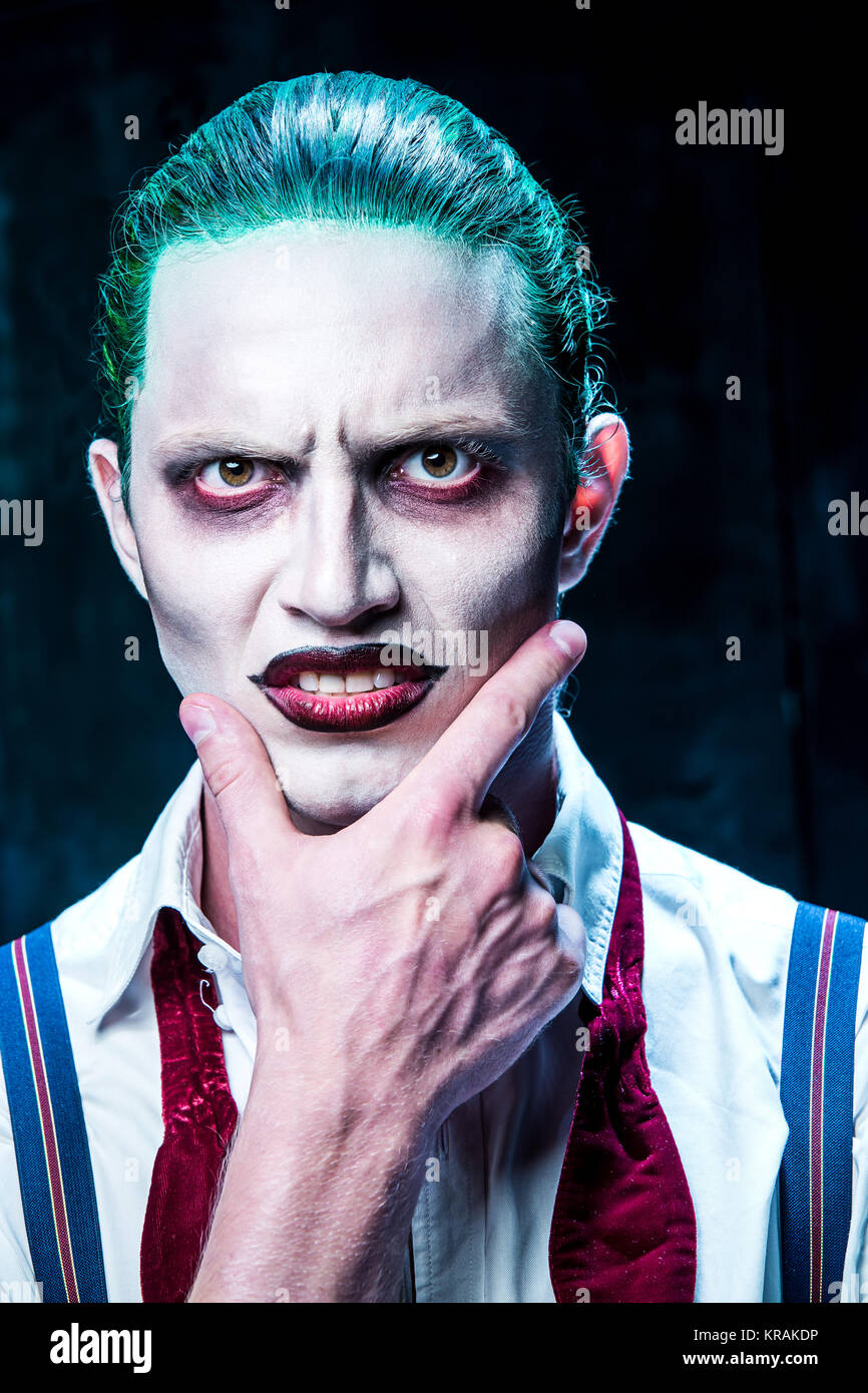 Blutige Halloween-Thema: verrückte Joker Gesicht Stockfoto