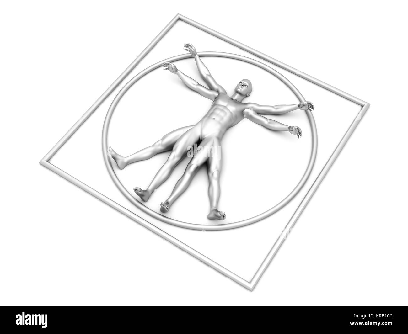 3D gerenderten Interpretation des berühmten Leonardo DaVinci-Skizze. Stockfoto