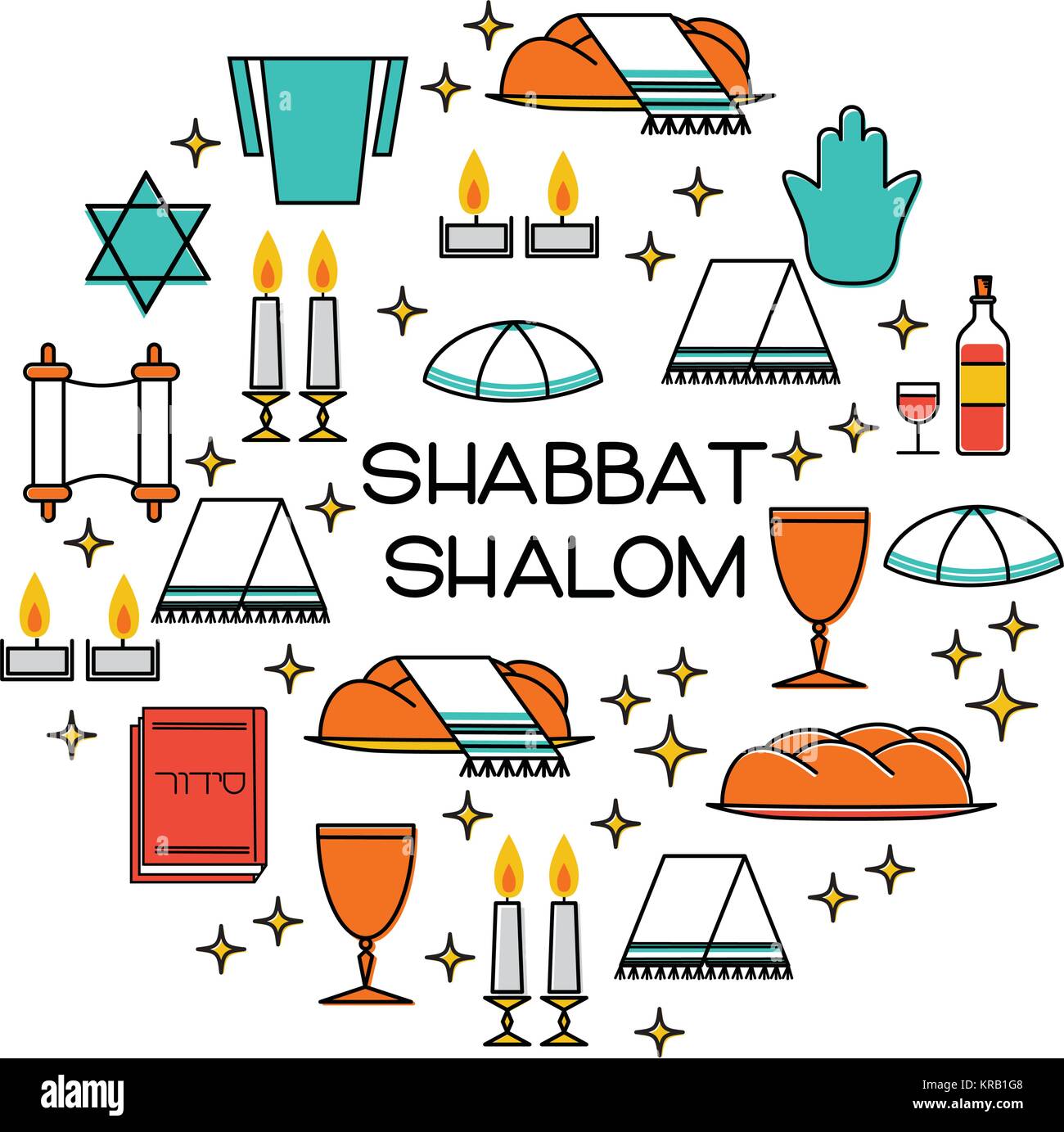Shabbat shalom Grußkarte Stock Vektor