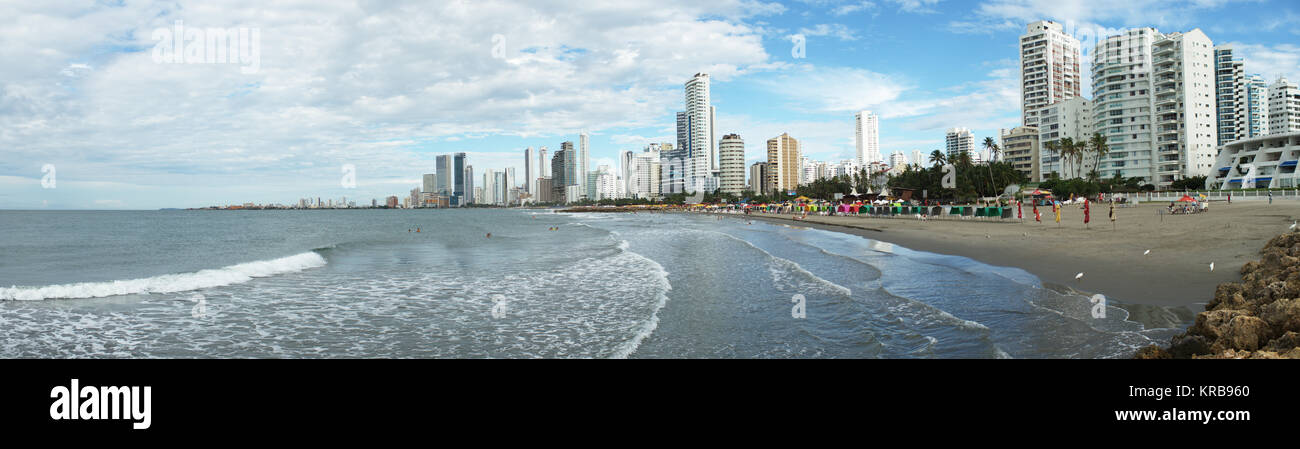 Sonnigen Tag auf Hollywood Beach in Bocagrande, Cartagena, Kolumbien Stockfoto