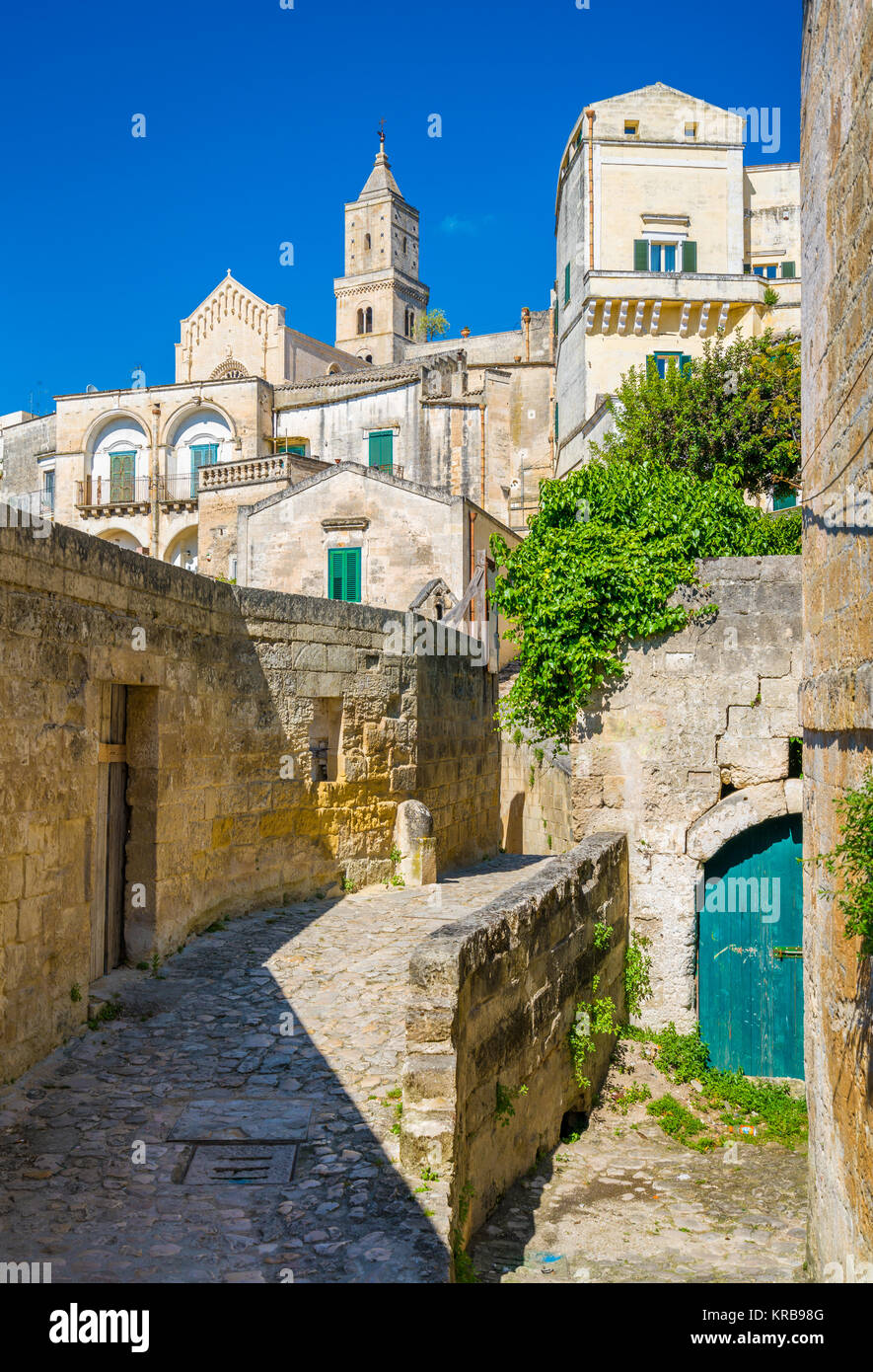 Malerischer Blick auf die 'Sassi' Bezirk in Matera, in der Region Basilicata, im Süden Italiens. Stockfoto