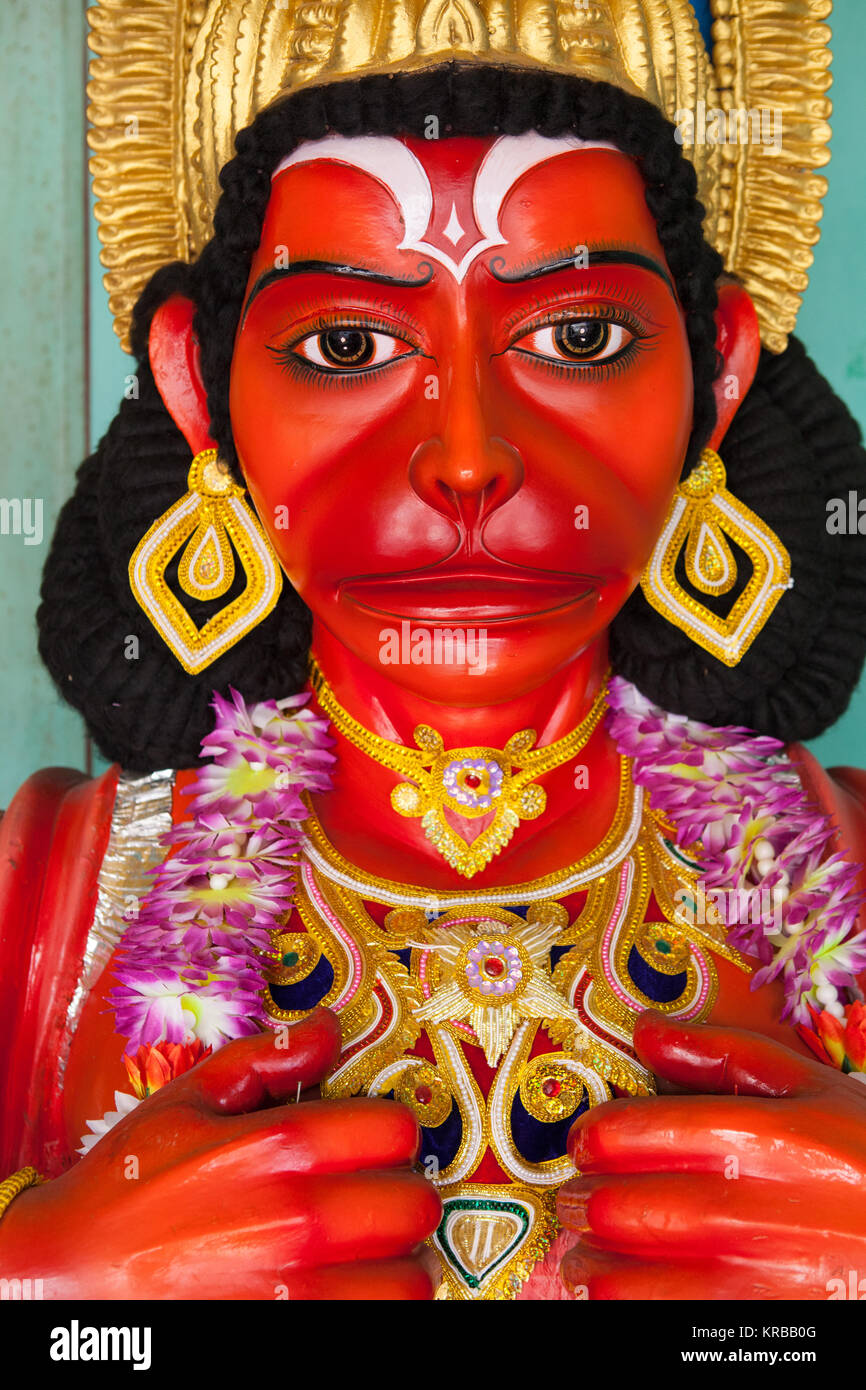 Statue von Hanuman an einem Tempel in Ayodhya, Indien Stockfoto