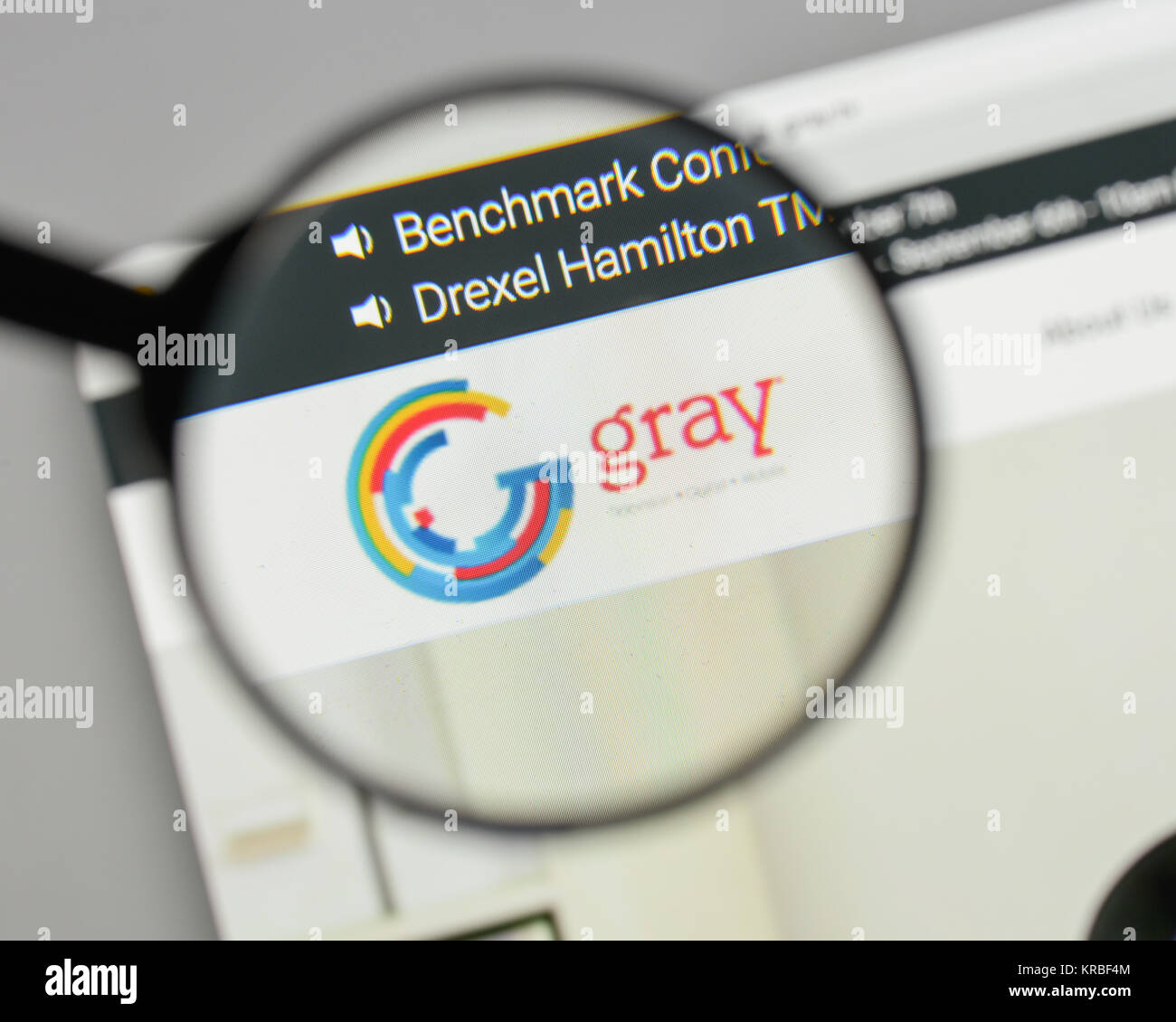 Mailand, Italien - 10 August 2017: Grau Fernsehen Logo auf der Homepage. Stockfoto