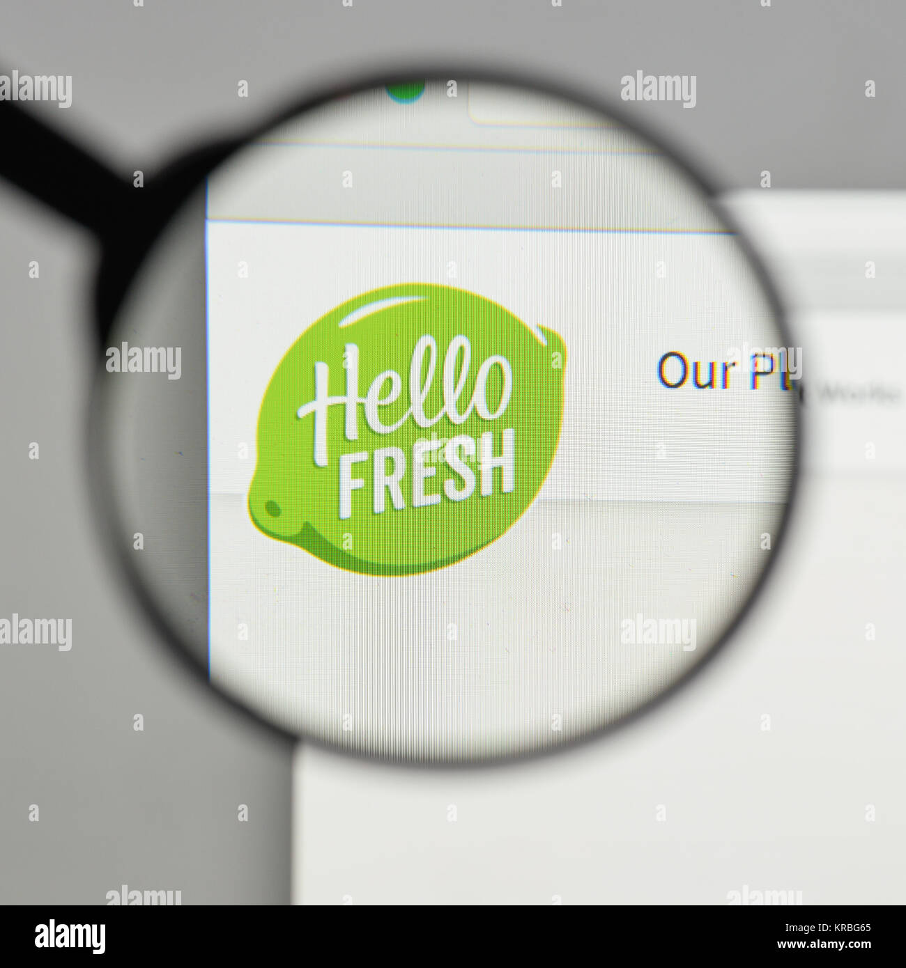 Mailand, Italien - 10 August 2017: Hallo frisches Logo auf der Homepage. Stockfoto