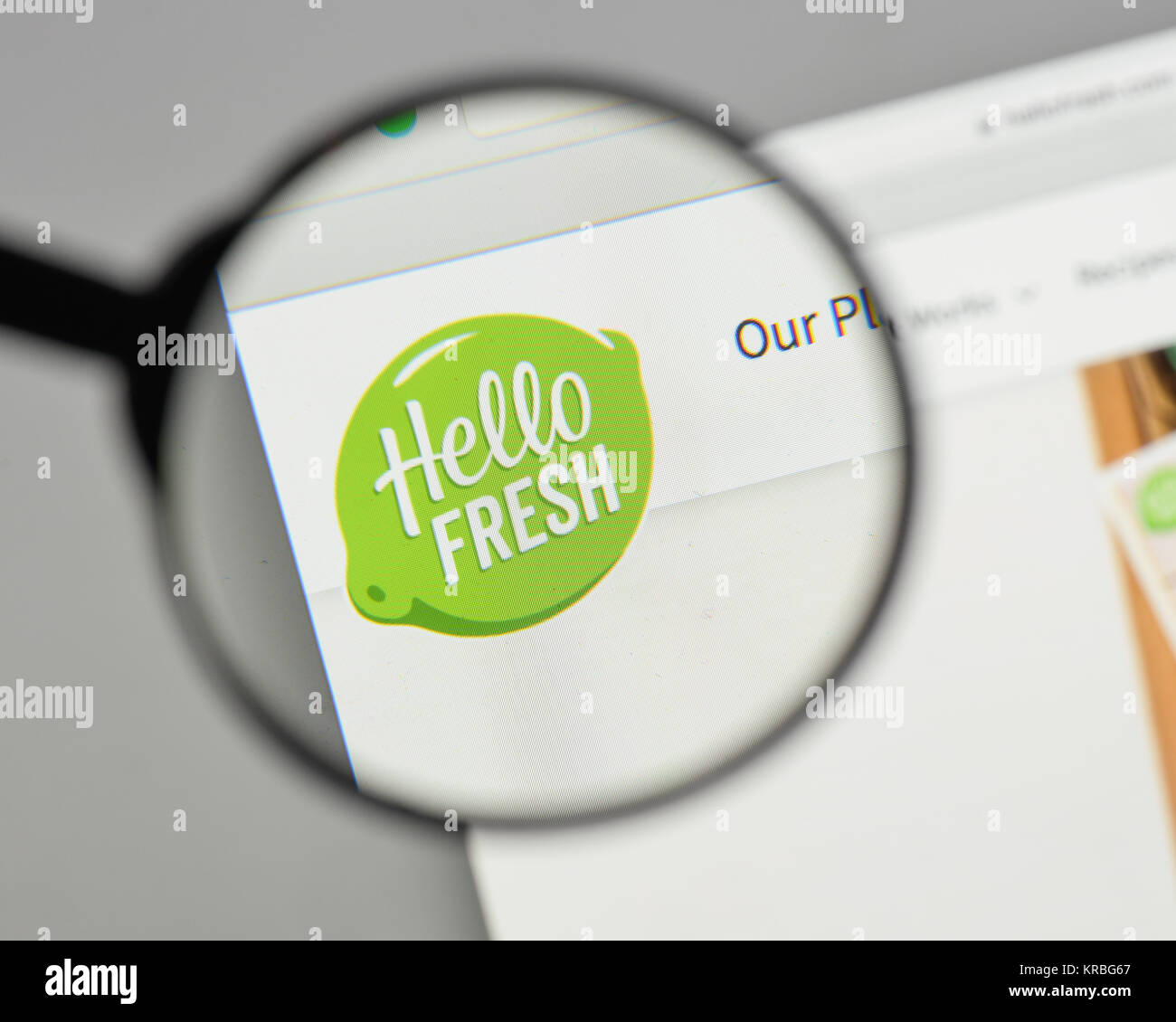 Mailand, Italien - 10 August 2017: Hallo frisches Logo auf der Homepage. Stockfoto