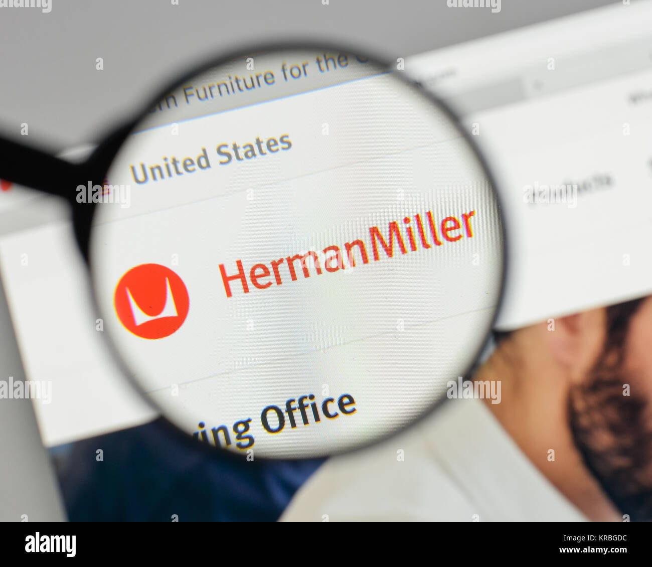 Mailand, Italien - 10 August 2017: Herman Miller Logo auf der Homepage. Stockfoto