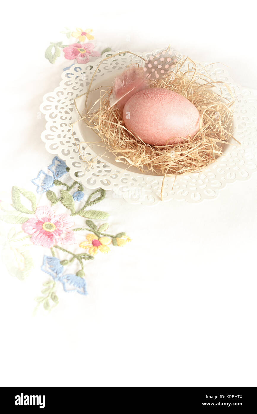 Easter Egg nest Stickerei Kopie Raum Stockfoto