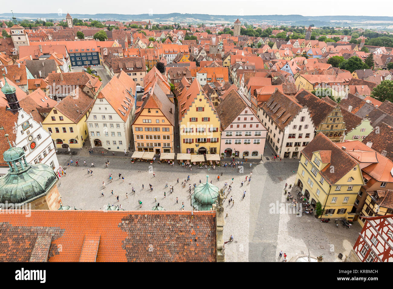 Luftaufnahme von Rothenburg Ob der Tauber Stockfoto