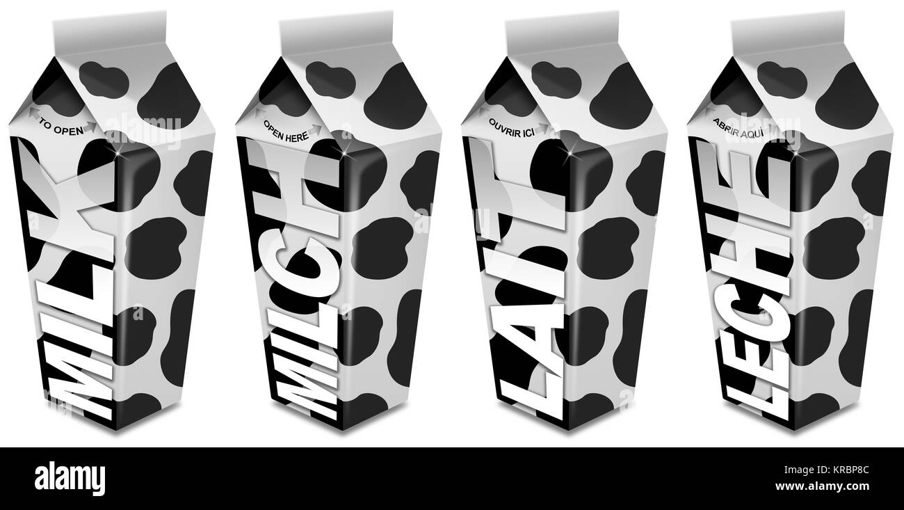 Milch Verpackung - Emballages de Lait - Milch-Verpackung - Envasado de leche Stockfoto