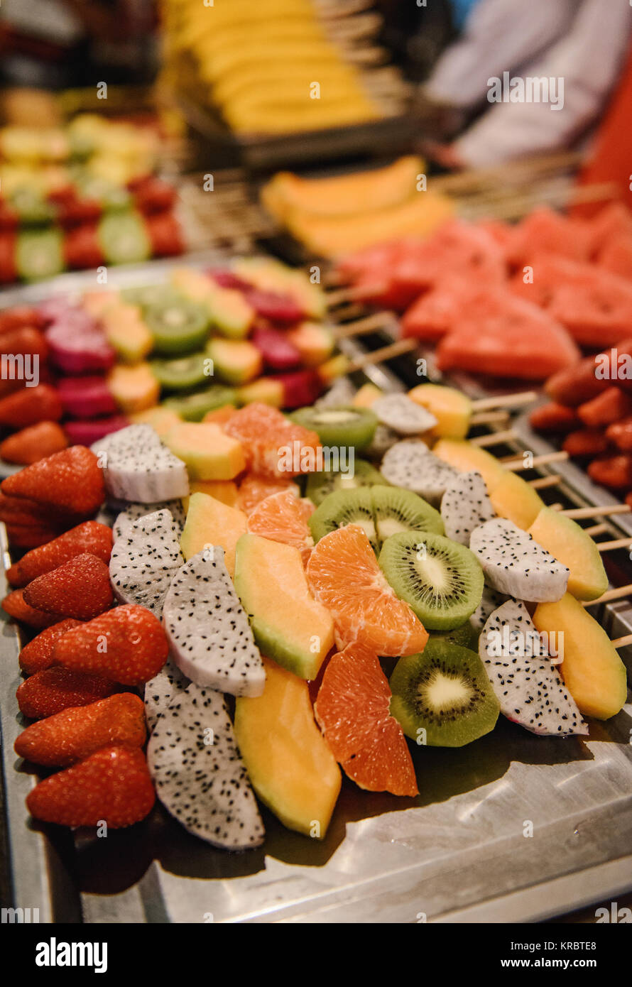 Früchte in einem chinesischen Essen. Stockfoto