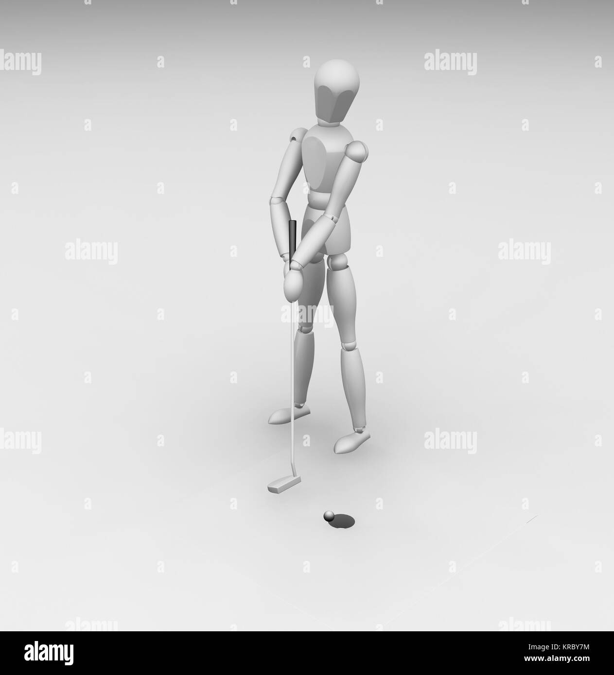 3D Rendern eines Golfers putting den ball Stockfoto