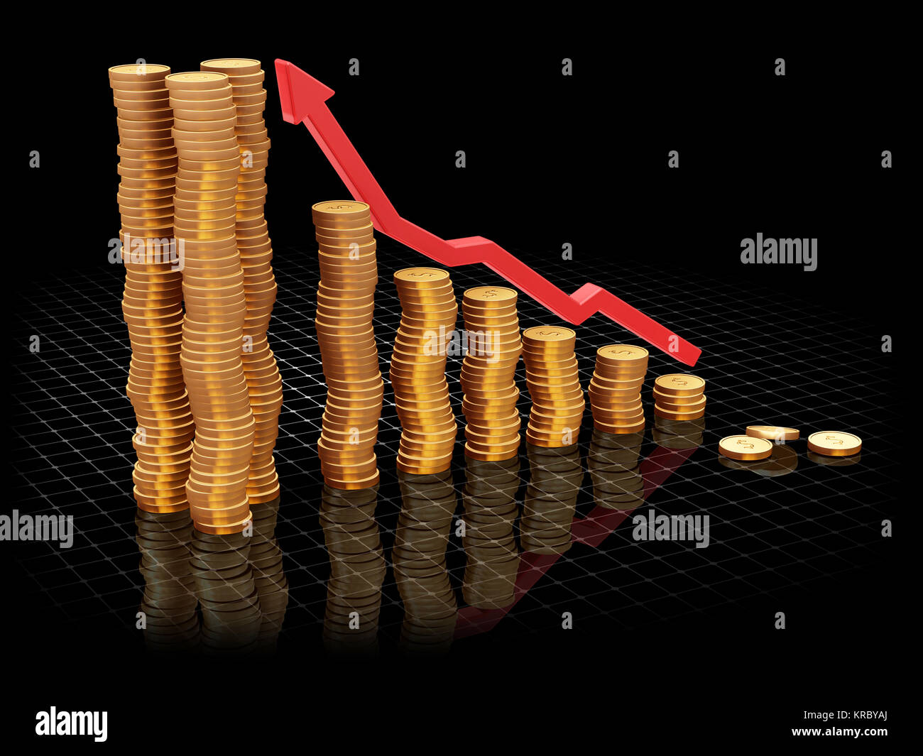 3D Rendern eines Diagramms zeigen steigende Gewinne Stockfoto