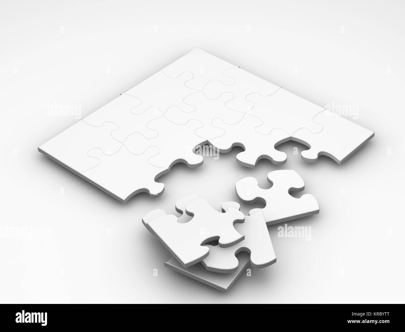 3D Rendern ein unfertiges Puzzle Stockfoto