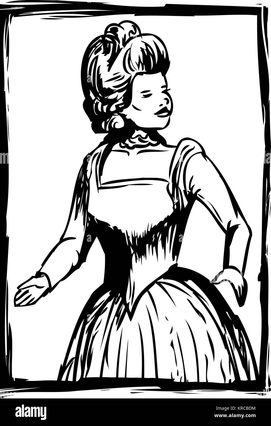 Überblick über die Frau im 18. Jahrhundert Kleid Stockfoto