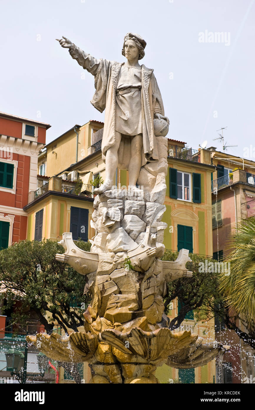 Statue von Cristoforo Colombo, Santa Margherita Ligure, Ligurien, Italien Stockfoto